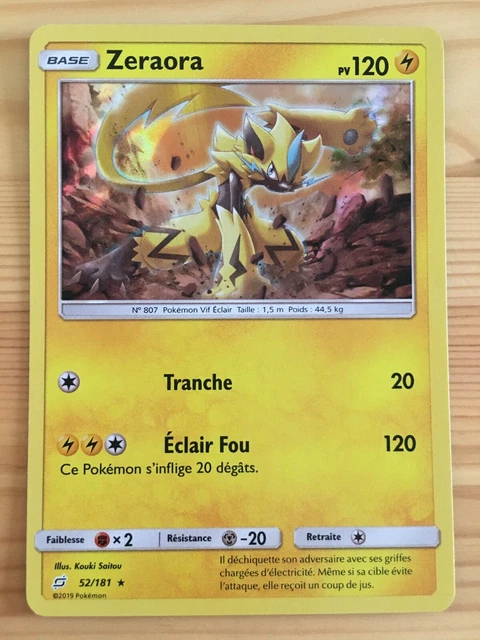 Carte Pokémon HOLO Zeraora 52/181 SL9 Soleil & Lune Duo de Choc FR NEUF