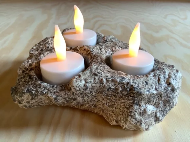 Candle or Tea Light Holder. Ceramic Item in the Style  of a Rock. New