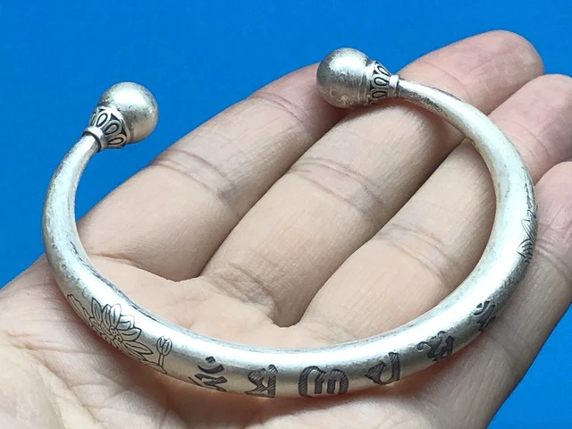 Bracciale Bracciale Bracciale Bracciale Bracciale Bracciale Mantra Tibetano Preghiera Coppia Argento Sterling Solido