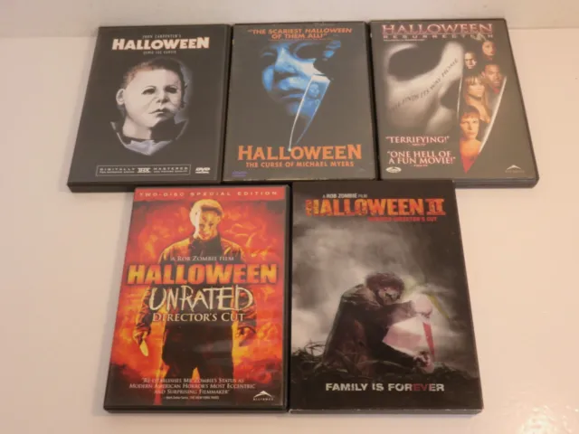 Halloween Original Curse Michael Myers Resurrection Rob Zombie Ii 5 Film Lot Dvd