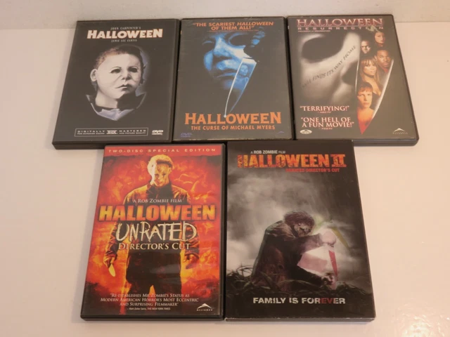 Halloween Original Curse Michael Myers Resurrection Rob Zombie Ii 5 Film Lot Dvd