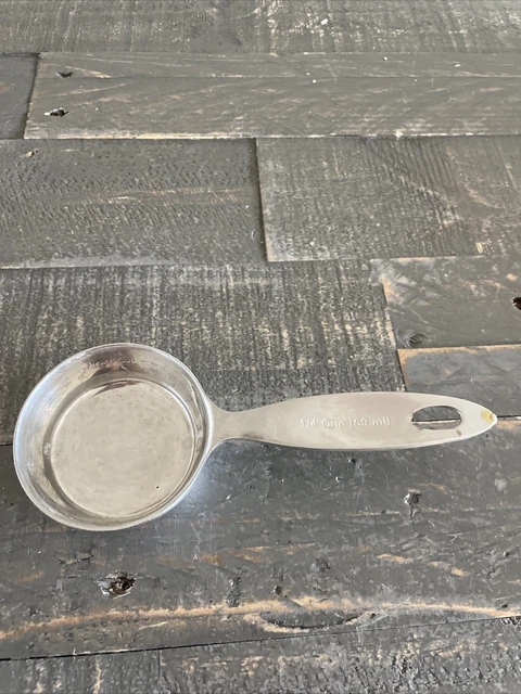 Amco 18/10 Stainless 1/4 Cup Oval Measuring Spoon Scoop Used JH6