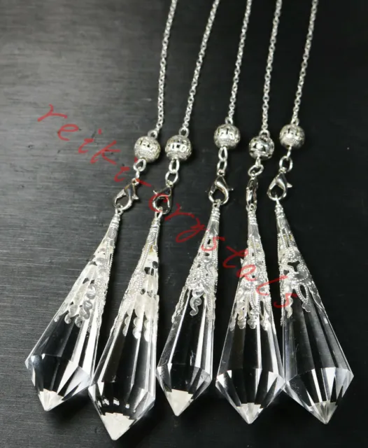 5pcs Wholesale Natural Clear Quartz Crystal Pendulum Dowsing Point Divination