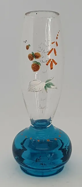 Blue & clear glass vintage Art Deco antique spill vase