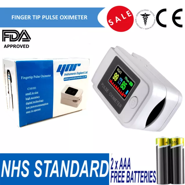 UK Fingertip Pulse Oximeter Blood Oxygen Saturation SpO2 Finger PR Monitor UN