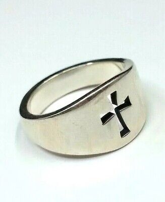James Avery large thick crosslet cut out cross ring size 9 1/2 in Sterling Silve
