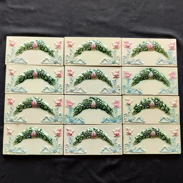 Vintage Garland Design Nouveau Border Architecture Furniture Tiles Japan 12 Pcs 3