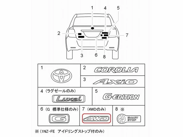 [NUEVO] JDM TOYOTA Corolla Axio E16 # Emblema Posterior 4wd Original ...