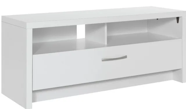 Unidad de soporte de TV Venecia 2 espacios de estantería abiertos 1 cajón grande - blanco -