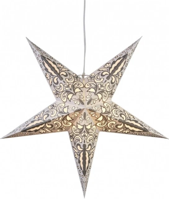 Papierstern Weihnachtsstern Leuchtstern LED Stern Lichterkette Blaze silber weiß