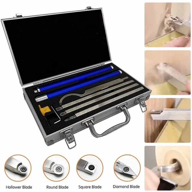 DEEFIINE 4 Outils Tournage Bois Carbure 46,5 Cm – Set Diamant Rotatif, Poignée Hêtre Antidérapante, Pour Débutants & Pros – Coffret Bois Inclus