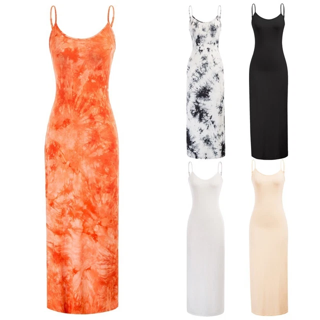 Abito slip lungo nero/colorato donna resistente KK con porta spaghetti