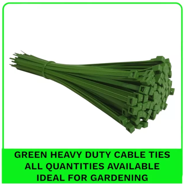 Green Cable Ties. Small, Medium & Large Size Zip Tie Wraps. Ideal for Garden 3