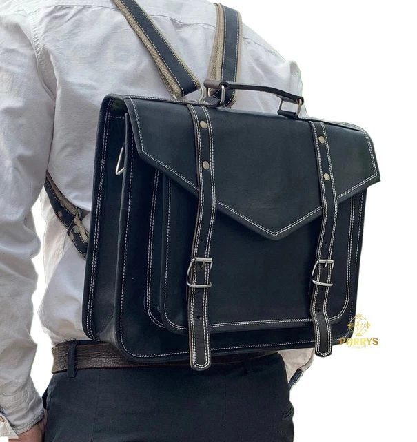 18” Portable Messager Sac à Dos Bureau Mallette Cuir Convertible Sac PL1-29