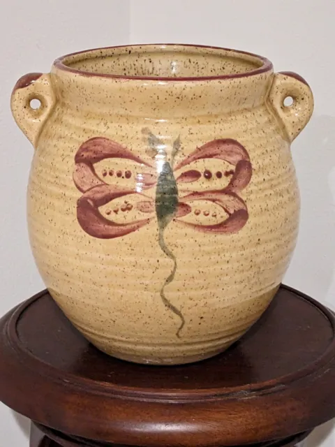 Vintage Haeger Vase w/Handles Yellow Mustard Pottery