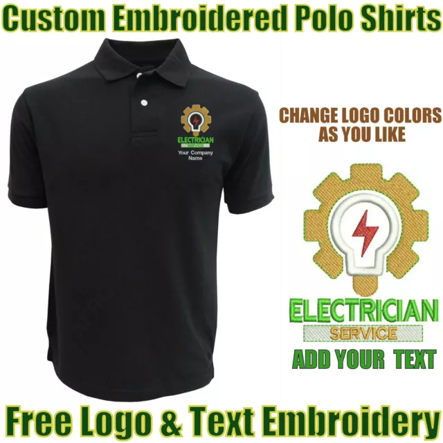 Personalised Embroidered Polo Shirt ELECTRICIAN Workwear UNIFORM LOGO