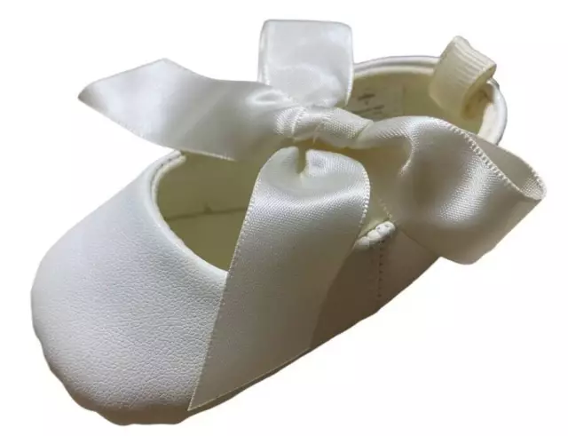 Wee Kids by Trimfoot Ivory Ballet Flats w/Satin Ribbon Ties Baby Size 3