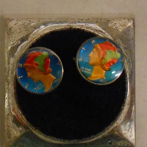 1945  Mercury silver dime - CUFF LINKS - PAINTED and PROTECTED
