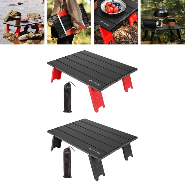 Table Pliante De Camping Noire – Portable Et Légère (0.85kg) – 39.5x34.5x32.5cm