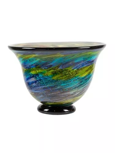 Art Glass Bowl 8.5" Tall Under the Sea Handcrafted Murano-Style Bowl For Home...