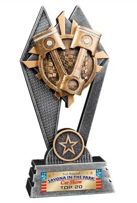 Car Show Trophy Resin Award Piston Racing Free Lettering 8" Tall J~Sr212