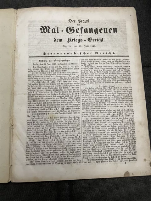 Der Prozeß der Mai Gefangenen vor dem Kriegs-Gericht, Berlin 23. Juni 1849