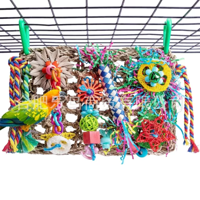 1Pc Pet Bird Climbing Net Toy Colorful Birds Foraging Wall Hanging Parrot