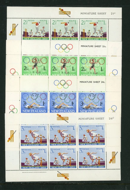 New Zealand Scott #B75-B78 Souvenir Sheets s/s VF OG NH MNH Stamps 1969 Health