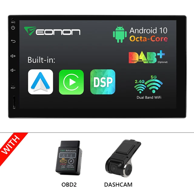 DVR+OBD+Dash 7" Double Din 8-Core Car Stereo Apple Carplay Android Auto 10 Radio