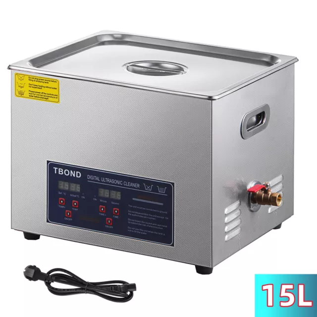 15L Professional Digital Ultrasonic Sonic Cleaner Container 304 Stainless Steel