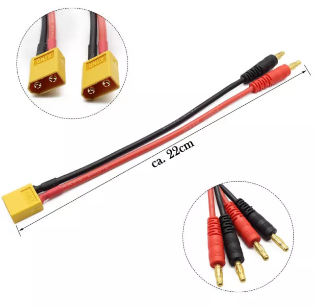 ✅ Ladekabel XT60 Stecker Lipo Bananenstecker 4mm Adapterkabel Adapter Gold ✅