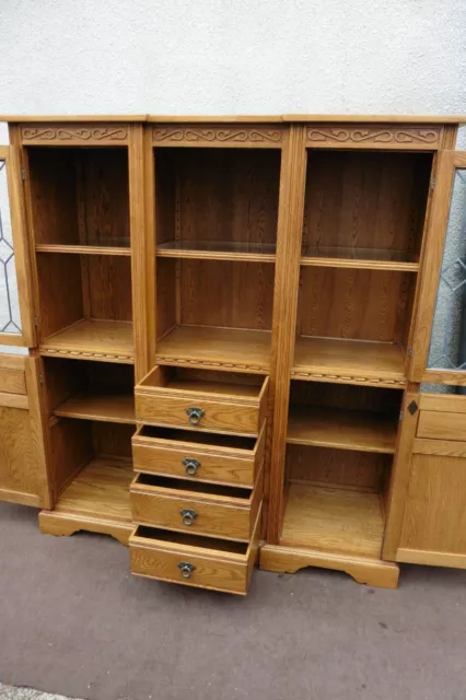 Superb Old Charm Wood Bros Carved Oak Tall Recessed Sideboard. Free Delivery. 2