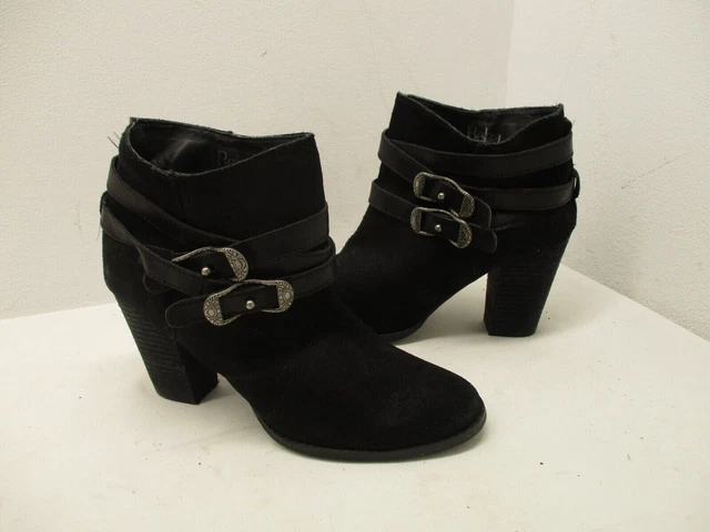 REBA ZANIA Black Leather High Heel Ankle Boots Womens Size 7.5 M REBA ZANIA Black Leather High Heel Ankle Boots Womens Size 7.5 M