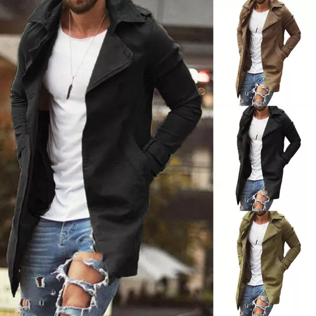 Overcoat Jacket Outwear Top Coat Trench Long Sleeve Solid Lapel Winter Fashion #