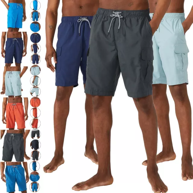 Men Mantaray Swimming Cargo Shorts Summer Beach Quick Dry Mesh Lined Trunk Swim