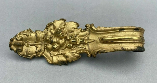 Antique Victorian Ornate Pressed Brassfloral Gilt Metal Curtain Tieback