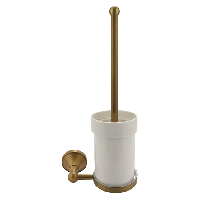 Set di spazzole da bagno in ottone antico supporto spazzola con tazza in ceramica Q7B3