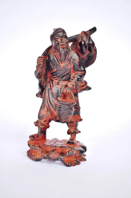Chinese Vintage 1960's Hand Carved Li Tieguai Resin Figure Sculpture Decorative"