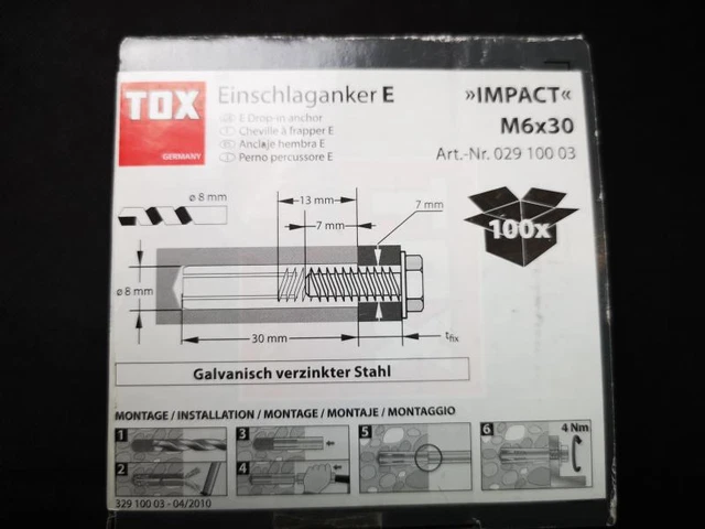 Aggancio a impatto TOX E ""Impact"" M6x30 #02910003