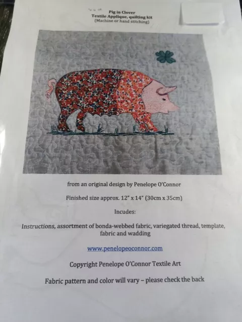 Pig in Clover Textile Applique Quilting Kit