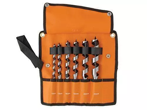 BAHCO 6 Pc 10-25mm Self-Feed Combination Wood Auger Flute Drill Bit Set,SB9526S6