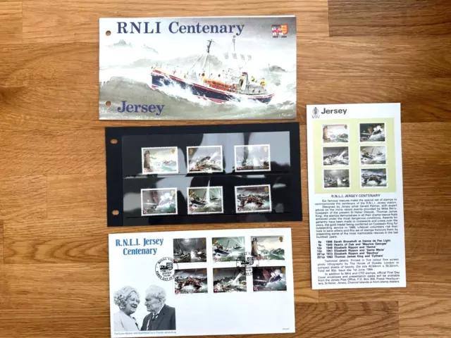 Jersey 1984 FDC FDI RNLI centenary & MNH Mint presentation pack & JPB Flyer