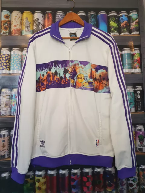 Adidas Mens XL  Tracksuit Jacket LA Lakers Track Top Vintage Retro Rare NBA