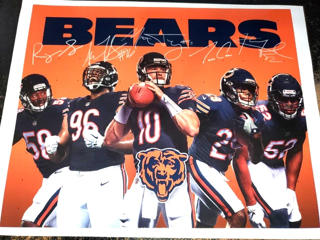 Chicago Bears autographed poster Smith, Hicks, Trubisky, Cohen, and Mack