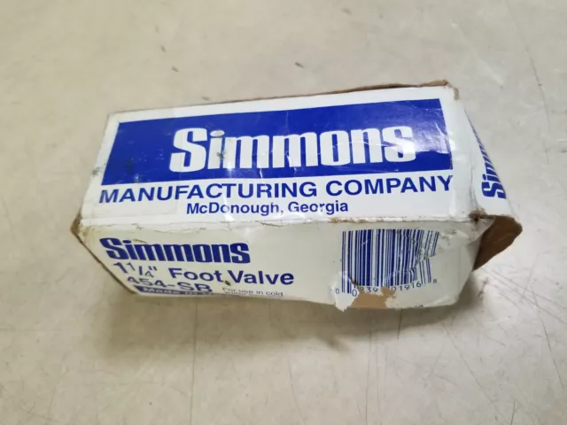 SIMMONS 454SB Foot Valve: Single Flow Spring Inline Bronze/Stainless 1.25" Pipe