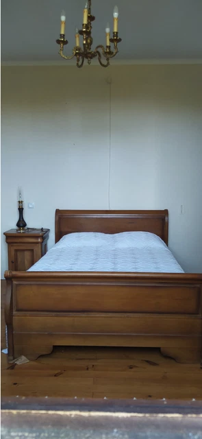 Lit Bateau Louis Philippe D'époque – 190 Cm – Bois Massif – Avec Matelas – Style Bateau