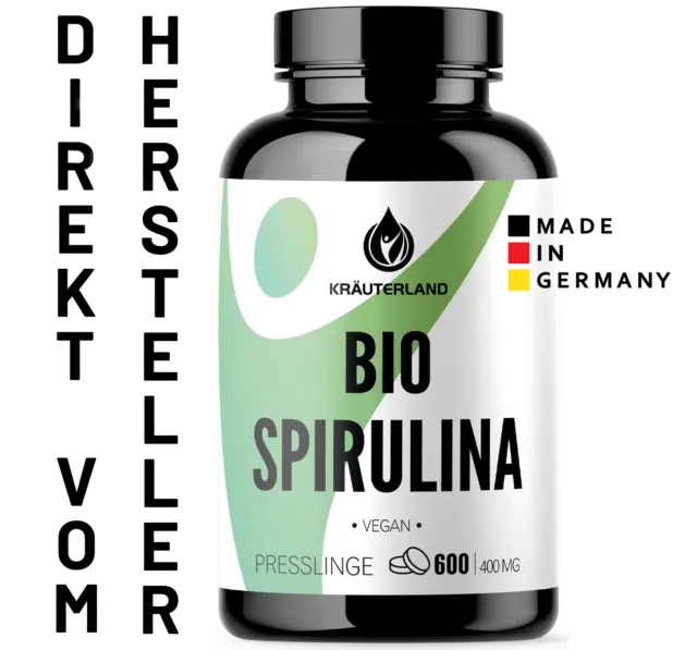 Bio Spirulina Tabletten, 600 Presslinge, vegan, 100% naturreine Algen,