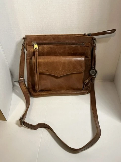 The Sak Ventura Flap Organizer Crossbody Brown Leather Bag Purse