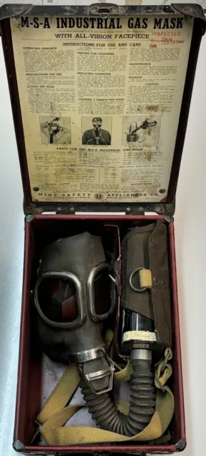 WW2- MSA Mine Safety Appliance - Gas Mask w/ Box & Canister World War II- 1941