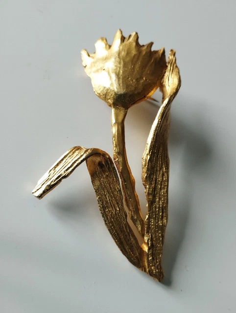 Broche Créateur Linda Hattab Paris - Dorée, Vintage Et Rare, Neuve Sans Emballage